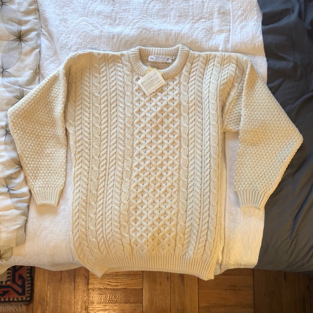 Cream colored authentic wool sweater from Highland Home Industries.
